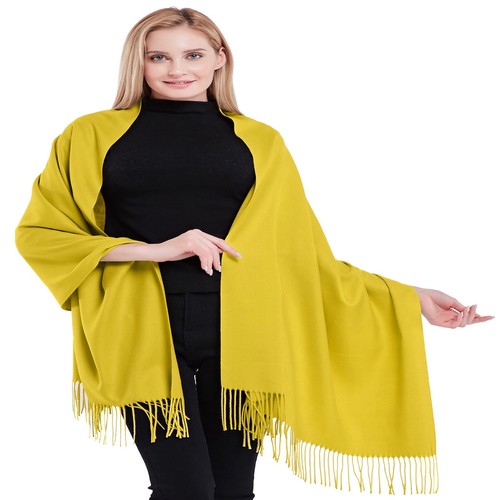 Yellow 100 cashmere shawl - yellow, 100%
